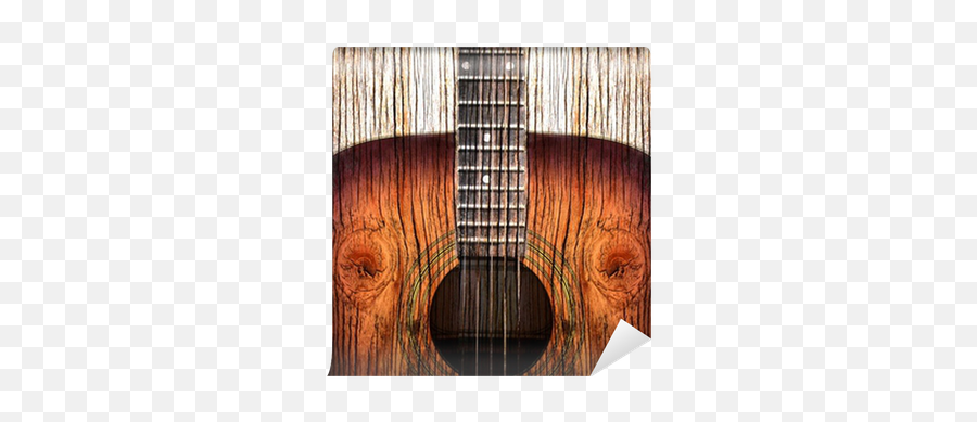 Acoustic Guitar Art On Wooden Background Wall Mural U2022 Pixers Emoji,Acoustic Guitar Transparent Background