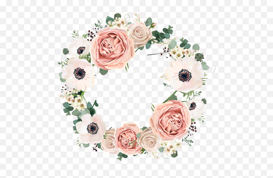 Wreath Of Roses Flower Stickers Emoji,Flower Wreath Png