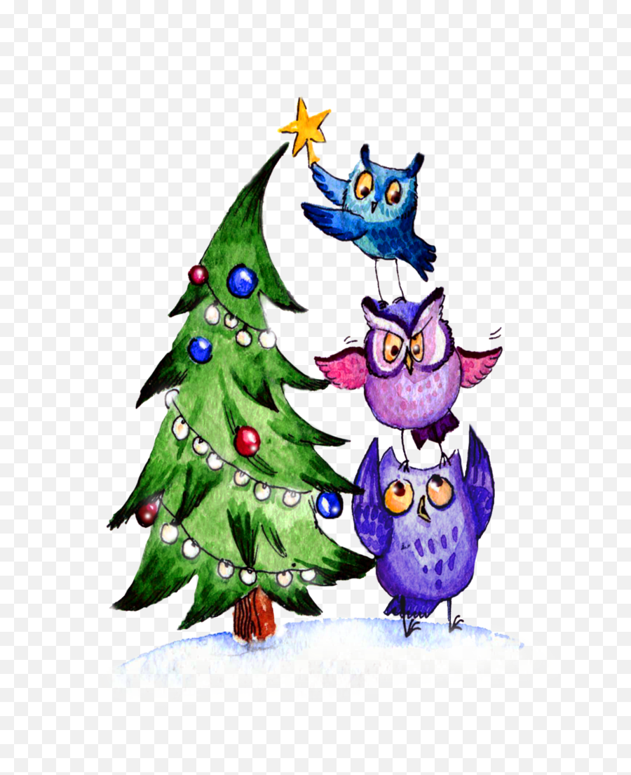 Owls Christmas Christmas Clipart Christmas Canvas - Png Cute Cartoon Cute Christmas Owl Clipart Emoji,Cute Christmas Clipart