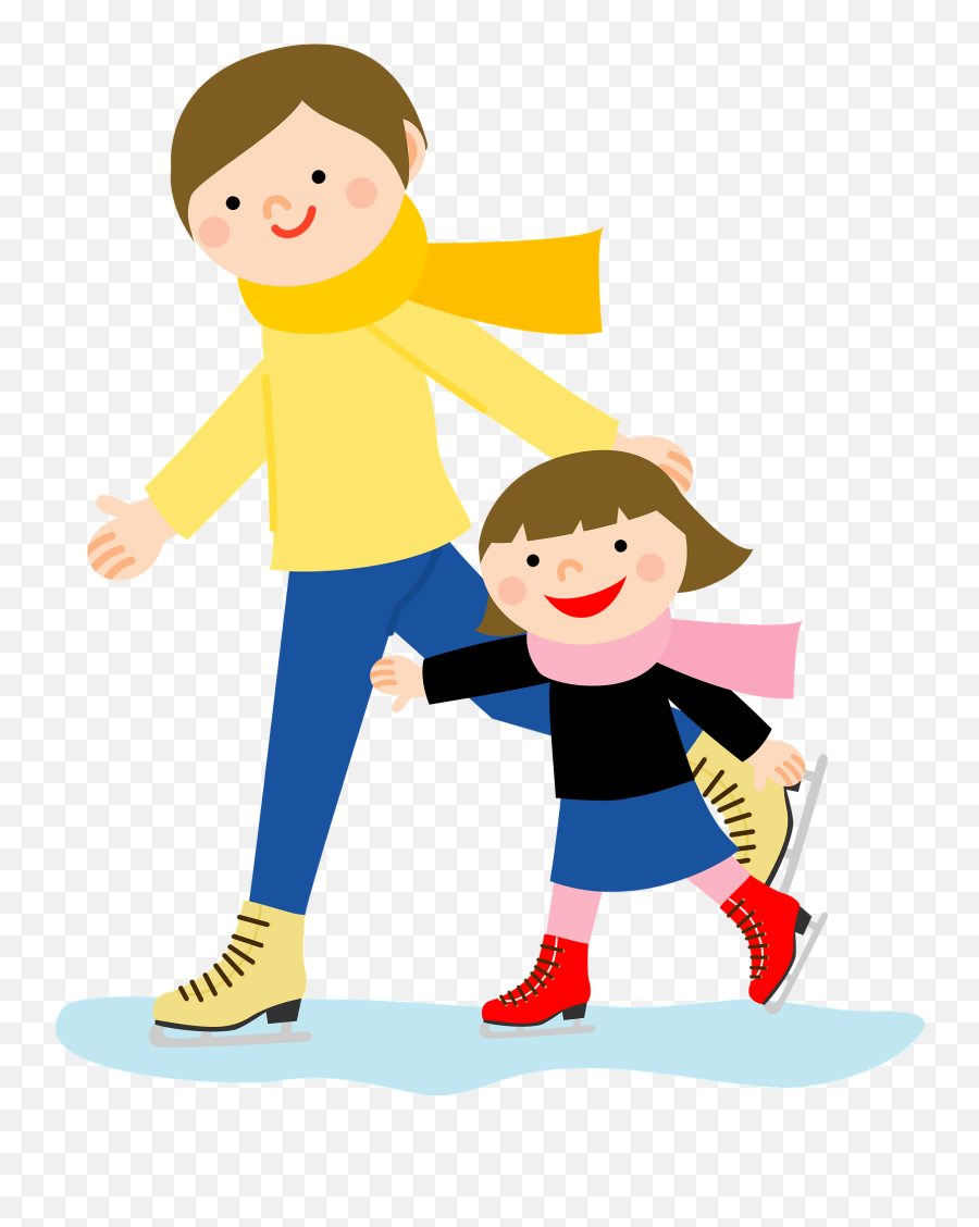 Daughter Are Ice Skating Clipart - People Ice Skating Clipart Png Emoji,Ice Skating Clipart