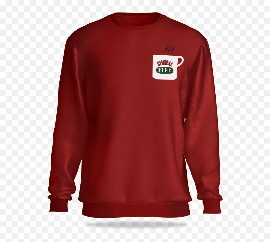 Friends Central Perk Dark Maroon Sweatshirt - Long Sleeve Emoji,Central Perk Logo
