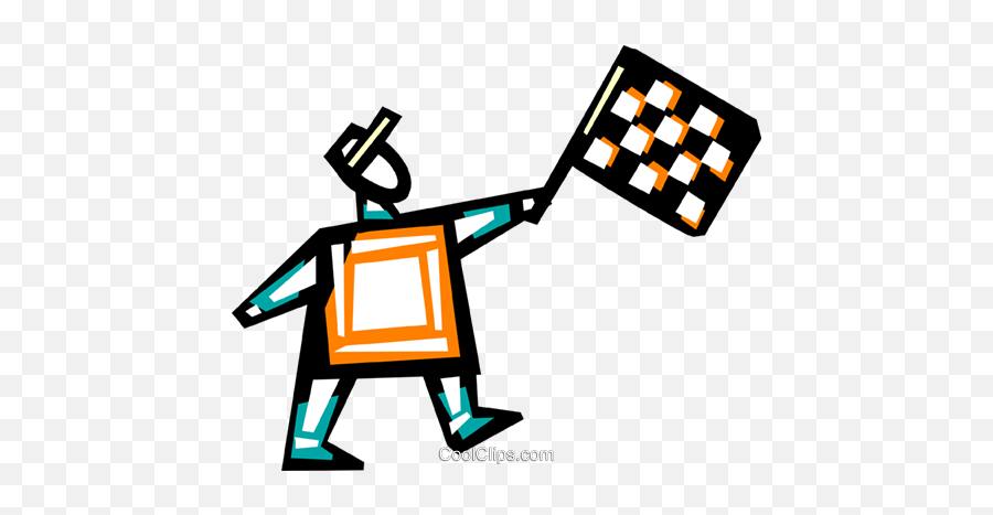 Race Car Official With Checkered Flag Royalty Free Vector - Drawing Emoji,Racing Flag Clipart