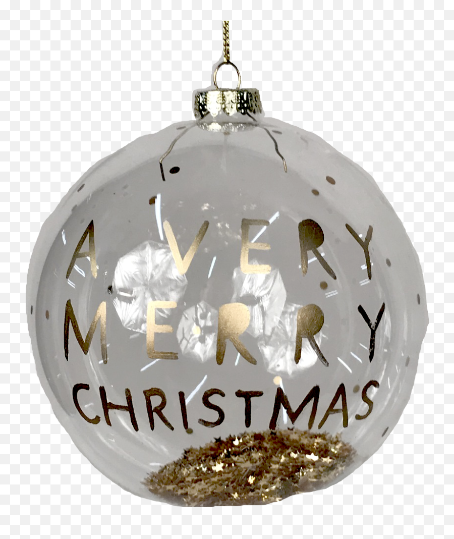 Glass Merry Christmas Ornament With - Christmas Day Emoji,Gold Flakes Png
