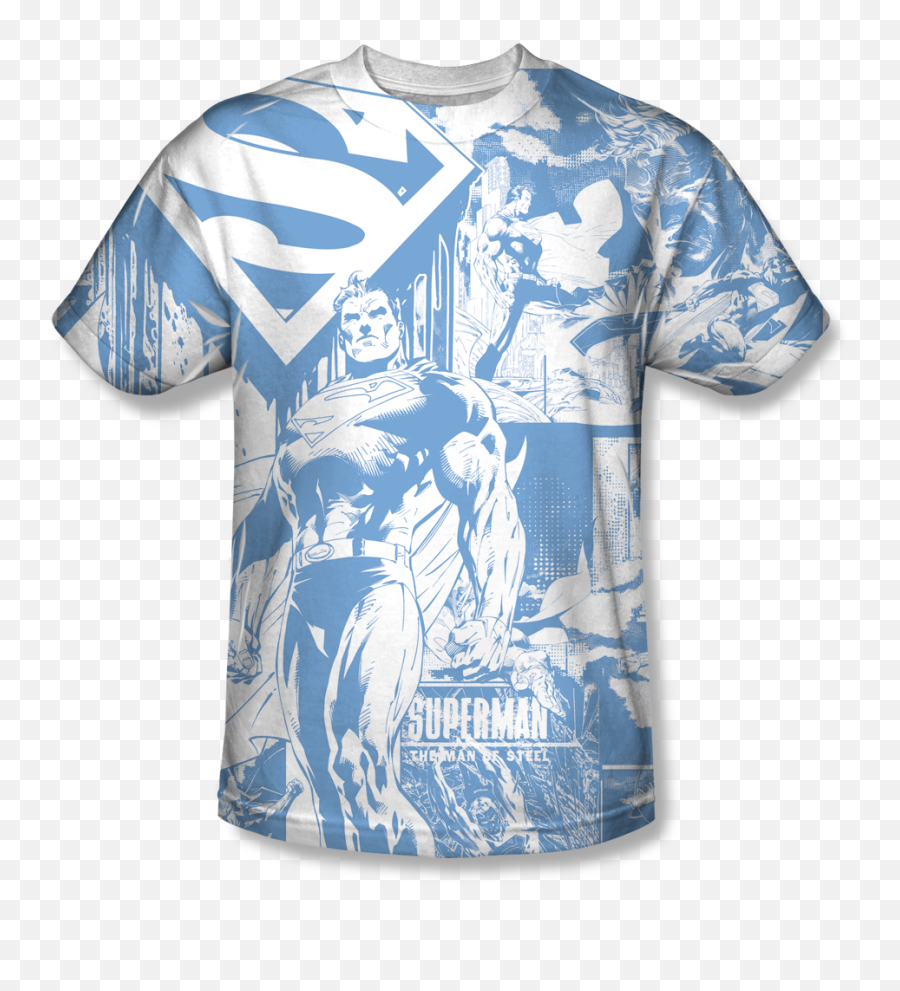 Superman Man Of Steel Blueprint All Over T Shirt - Superman Emoji,Superman Logo Shirt