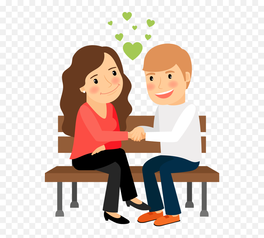 Cartoon Woman And Man Holding Hands Sitting On Park Emoji,Man Sitting Clipart