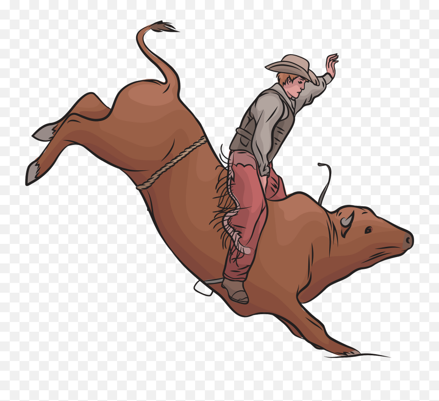 Cowboy Riding A Bull Clipart - Dibujo Monta De Toros Emoji,Bull Clipart