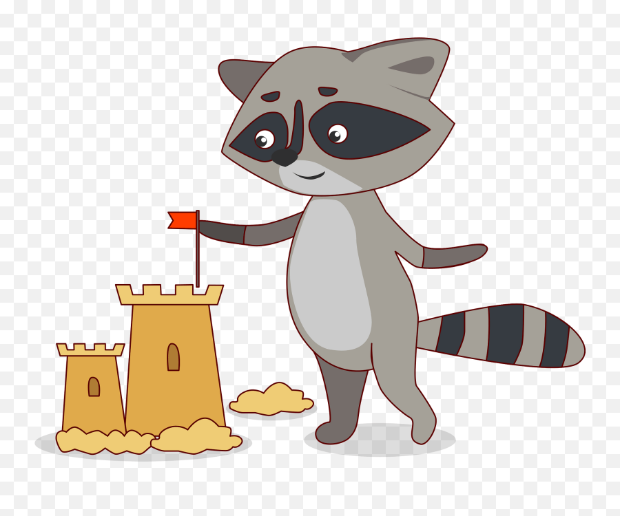 Raccoon Building Sand Castle Clipart Free Download - Clipart Animal Sand Castle Emoji,Sand Clipart