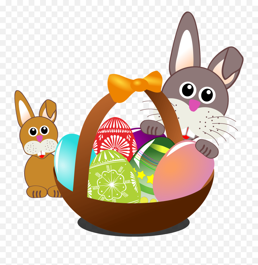 Bunnies With Easter Eggs Clipart Free Download Transparent - Easter Egg Clip Art Emoji,Easter Egg Clipart