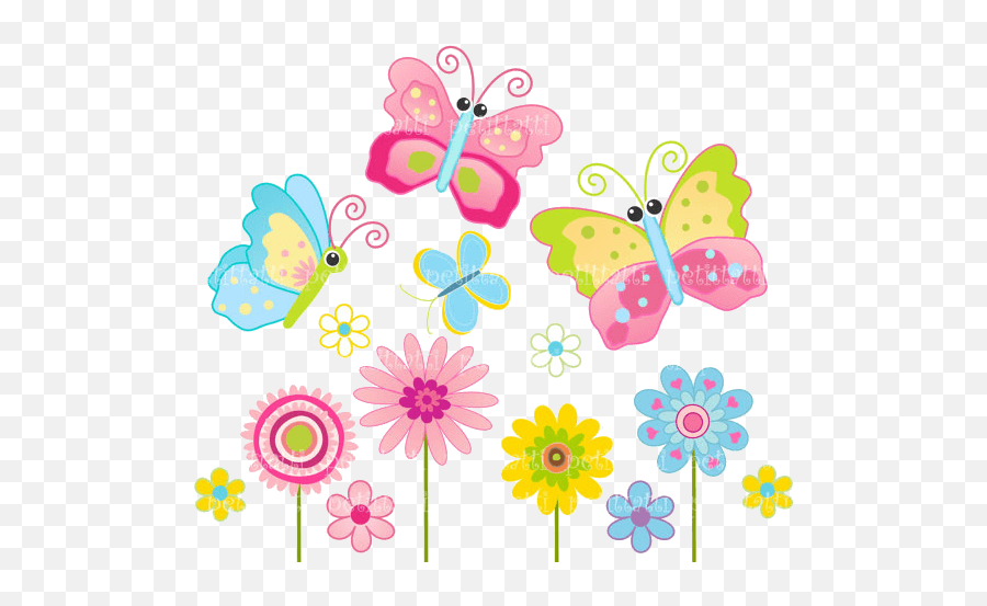 Free Cute Butterflies Transparent Png - Flowers And Butterflies Clipart Emoji,Butterflies Transparent