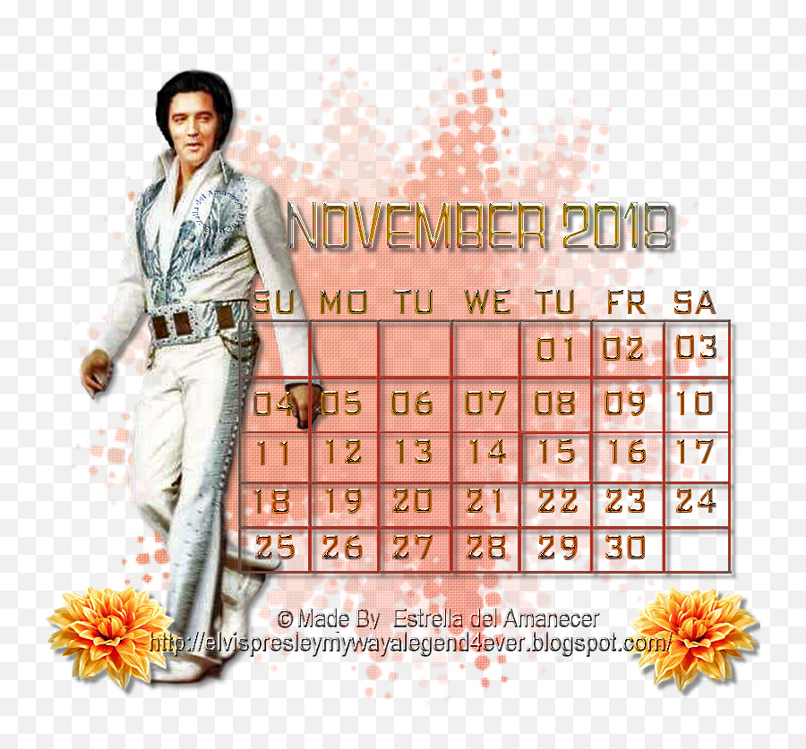 Elvis Presley November Calendar - Traditional Emoji,Elvis Presley Clipart