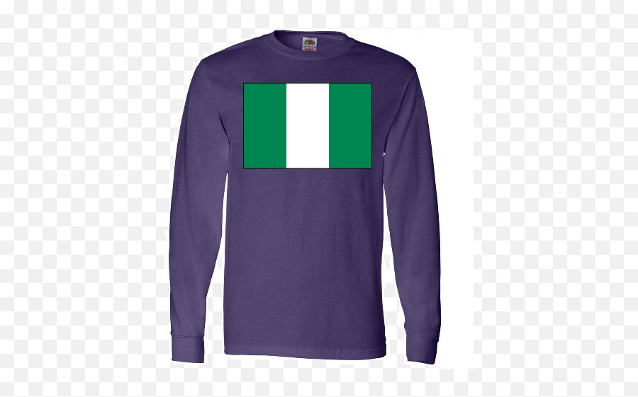 Nigerian Flag Black Border Long Sleeve T - Shirt Purple Emoji,Nigerian Flag Png