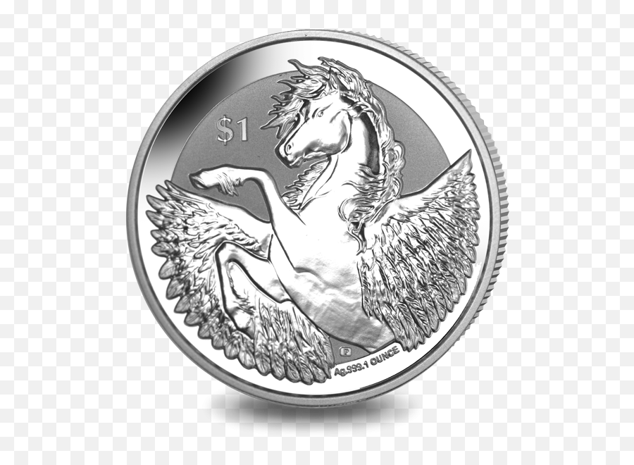 Pegasus - 2019 Reverse Frosted Silver Bullion British Pobjoy Emoji,Winged Horse Logo