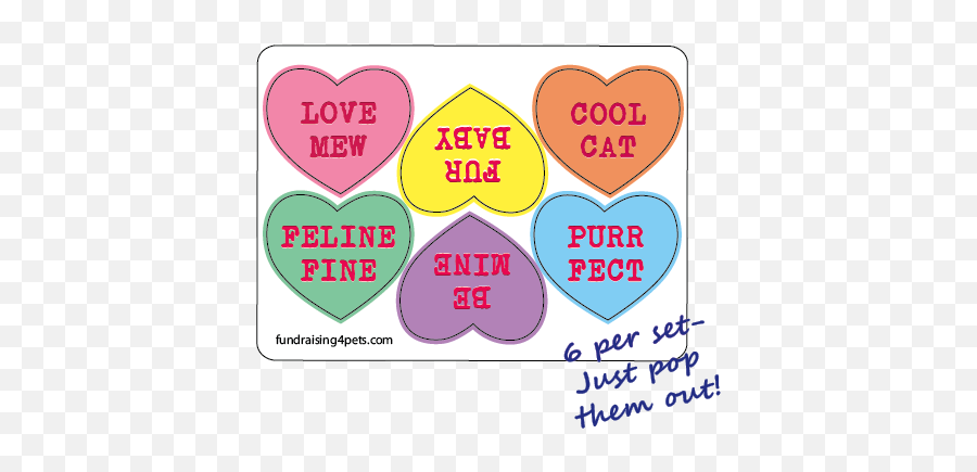Mini Candy Heart Magnets - 6pk Cat New Emoji,Conversation Hearts Clipart