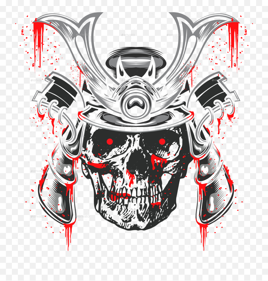 Bloody Samurai Warrior Ronin Skull By Arrancarstudio Emoji,Samurai Transparent