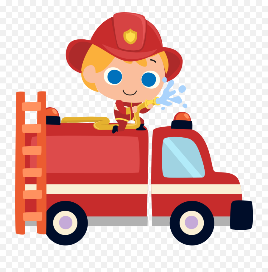 Firefighter Red Car Man Children Bedroom Decal - Tenstickers Emoji,Kids Fighting Clipart