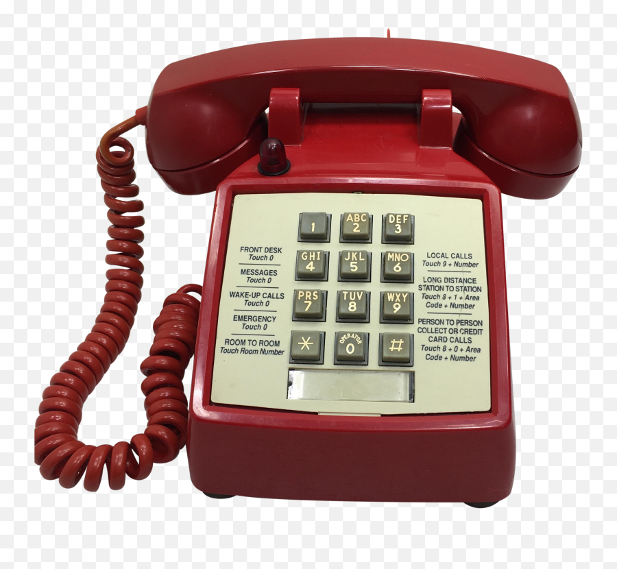 Red Phone Png - Vintage Red Hotel Chairish Push Button Corded Phone Emoji,Telephone Png