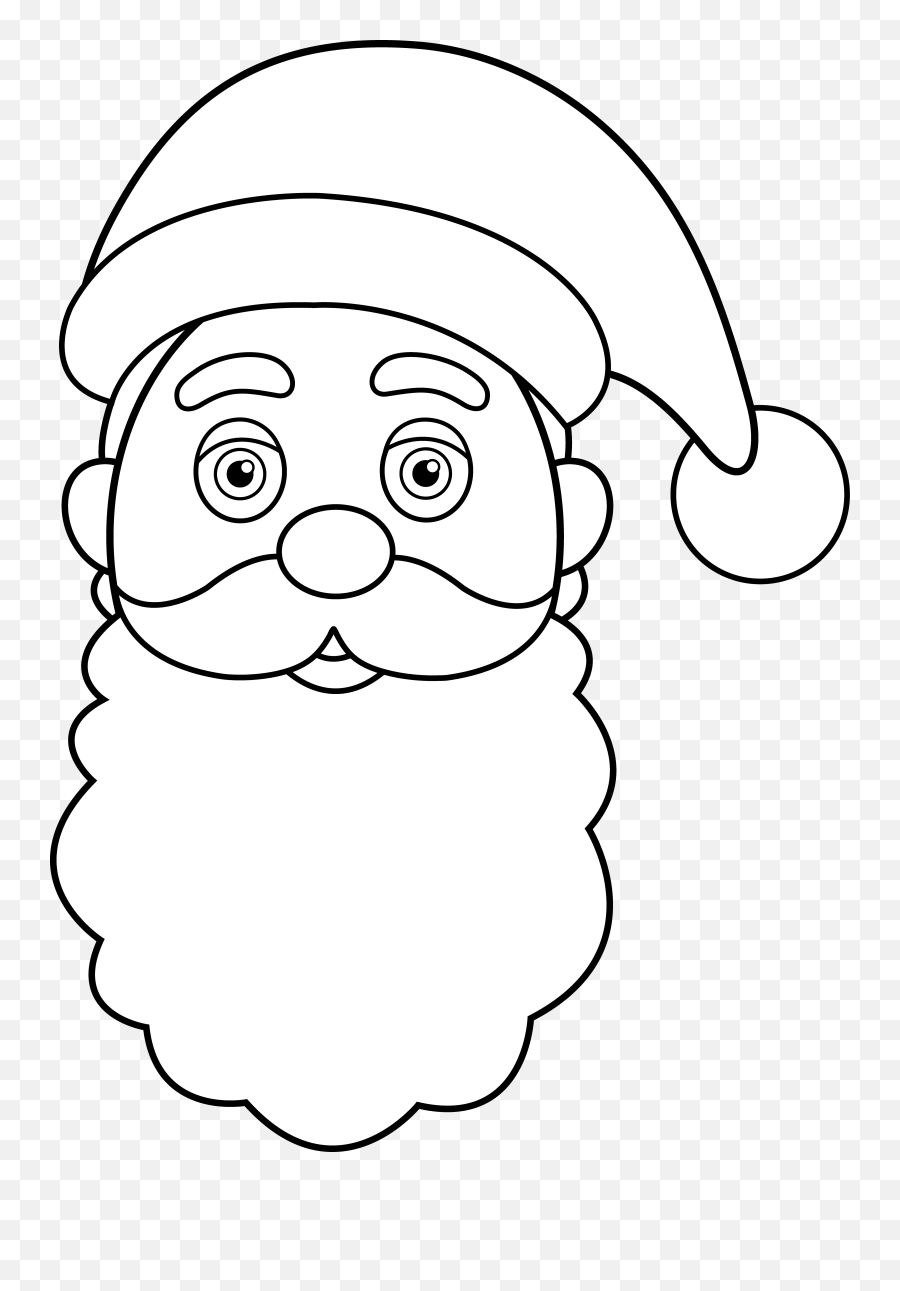 Santa Claus Line Art - Clipart Drawing Santa Claus Emoji,Santa Face Clipart