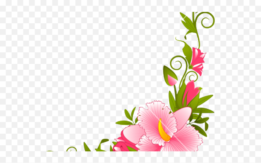 Download Hd Pink Flower Clipart Divider - Flowers Border Page Border Design Hd Emoji,Pink Flower Clipart