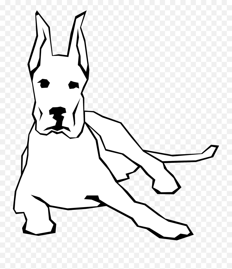 Dog Simple Drawing 9 Black White Line Art Scalable - Simple Perro Gran Danes Para Dibujar Emoji,Dog Clipart Black And White