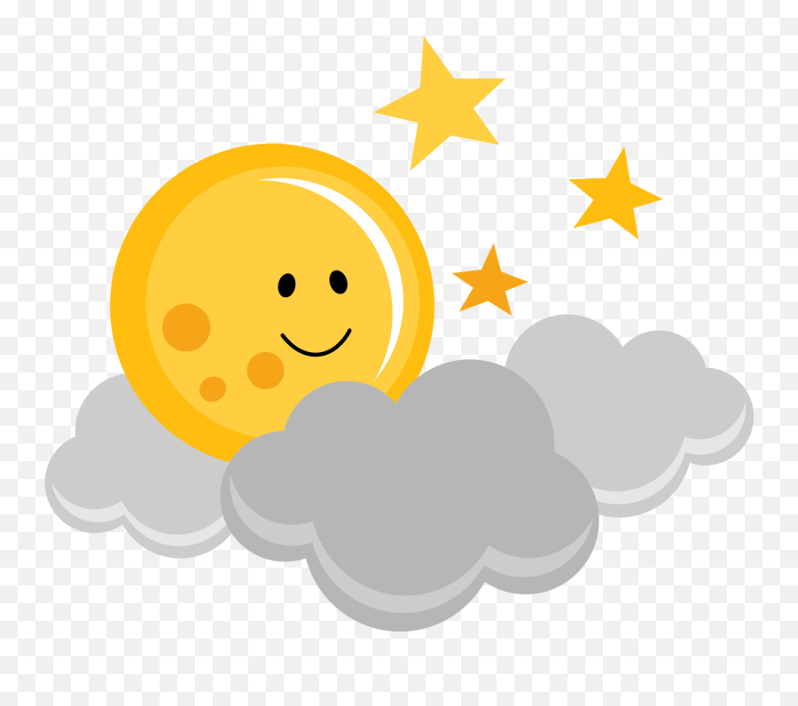 Moon - Full Moon With Cloud Clip Art Emoji,Stars Clipart Png