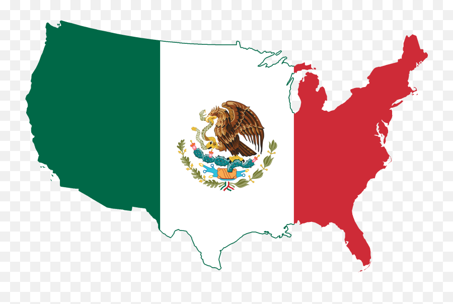 Download Mexican American Flag Png Clipart Free Stock - Mexican Flag Usa Map Emoji,American Flag Png