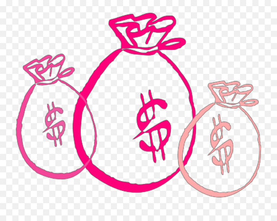 Pink Money Bag Clip Art - Transparent Pink Dollar Sign Png Emoji,Money Bag Clipart