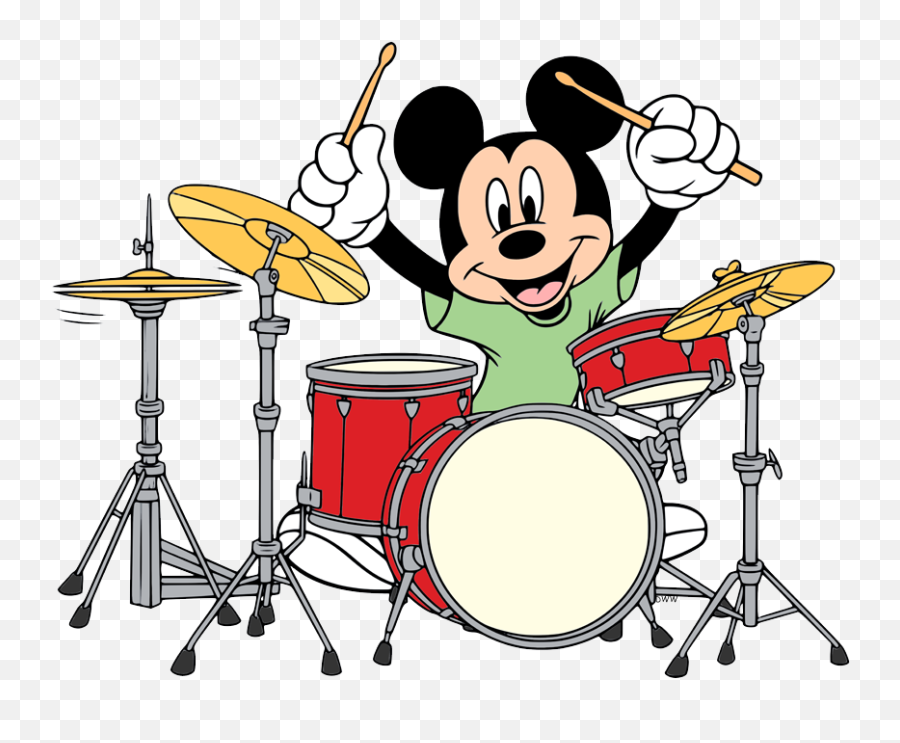 Mickey Mouse On Drums Clipart - Full Size Clipart 5249842 Mickey Mouse Music Emoji,Drums Clipart