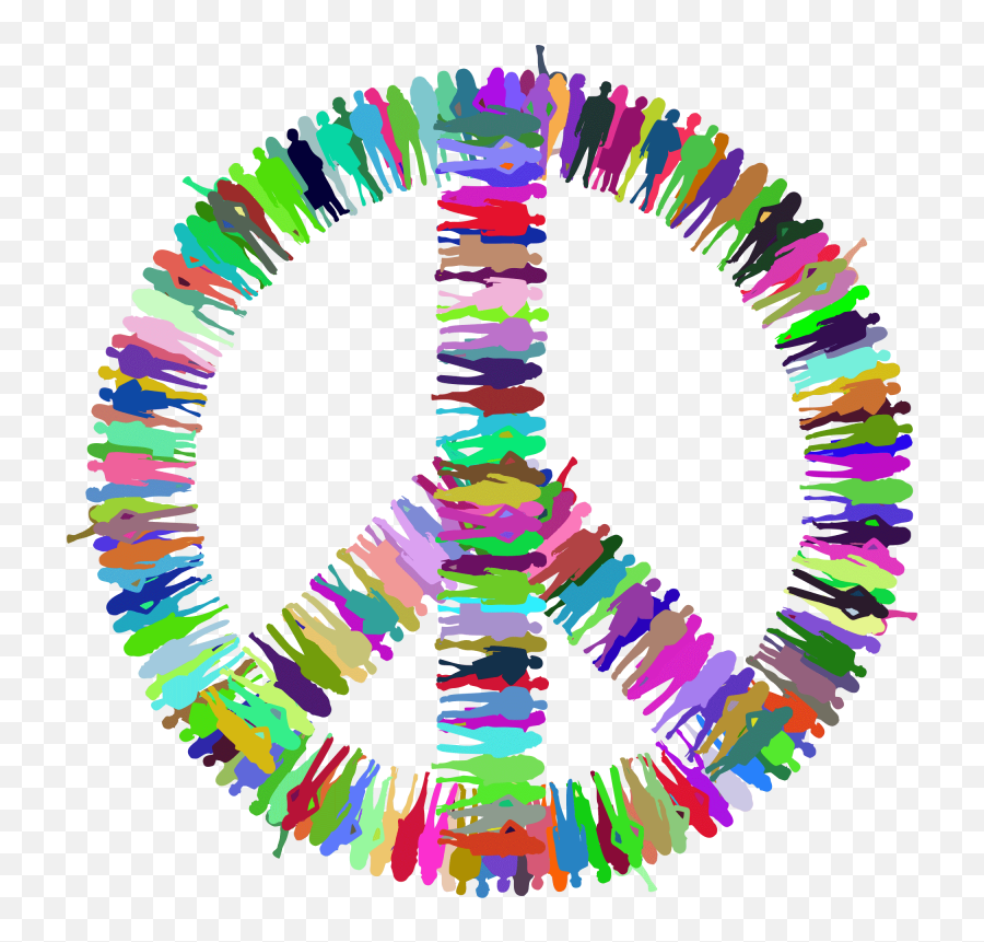 Crowd Of Women Peace Sign Prismatic U2013 Free Svg Clipart - Peace Small Sign Emoji,Crowd Clipart
