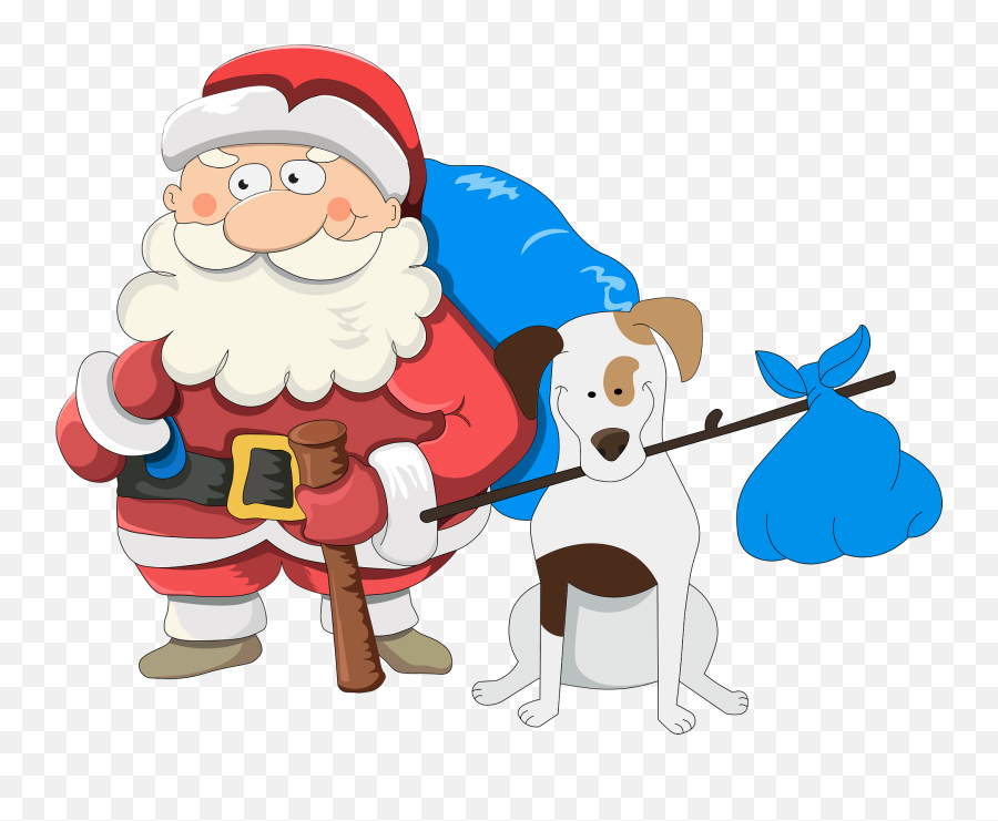 Christmas Santa With A Dog Clipart Emoji,Christmas Dog Clipart