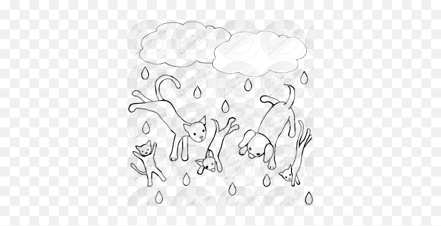 Raining Cats And Dogs Outline For Classroom Therapy Use - Art Clip Art Raining Cats And Dogs Emoji,Raining Clipart