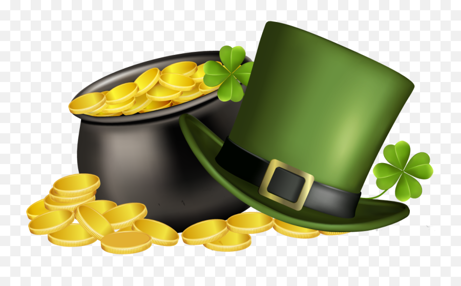 Patricks Day Pot Of Gold Four Leaf - Costume Hat Emoji,Pot Of Gold Clipart