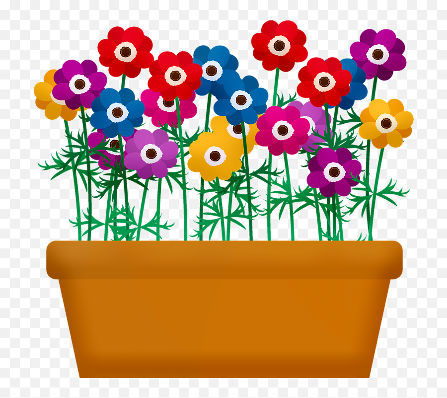 Pot Flowers Garden Spring - Flower Pot Clip Art Emoji,Spring Flowers Clipart