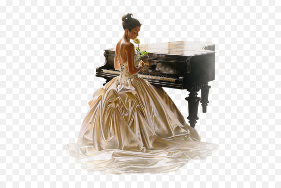 Piano Girl - Girl With Piano Png Emoji,Piano Png