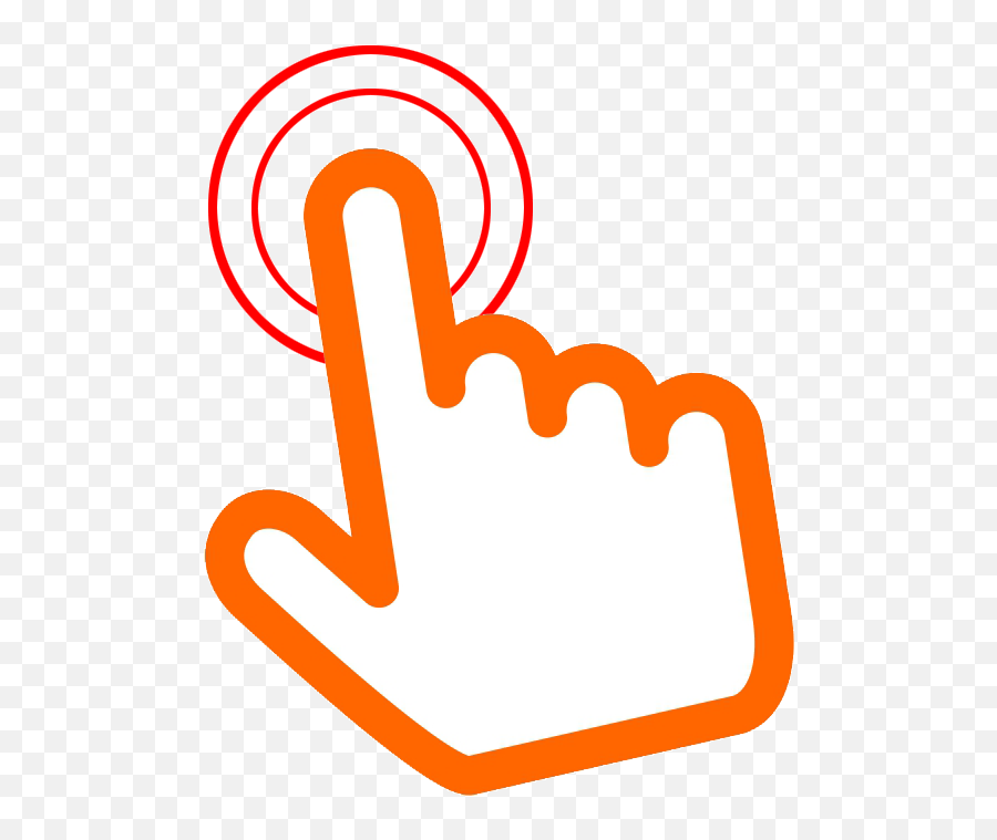 Orange Click Here Hand Png Transparent Background Free - Transparent Hand Icon Png Emoji,Hand Transparent
