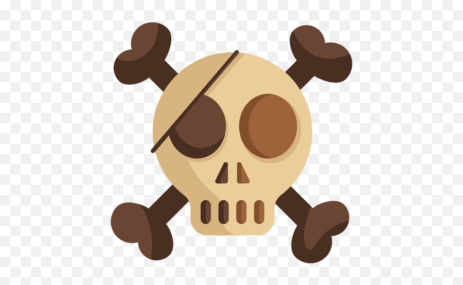 Skull Head Eye Patch Illustration Flat - Elementos Piratas Emoji,Eye Patch Png