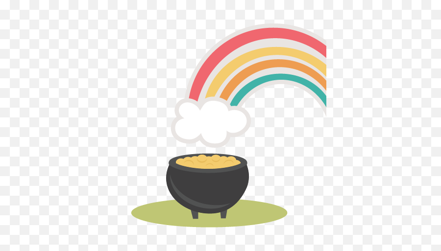 Rainbow With Pot Of Gold Svg Cutting - Cute Rainbow Pot Of Gold Clipart Emoji,Pot Of Gold Clipart