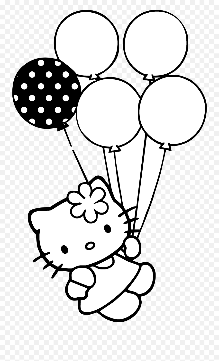 Download Hello Kitty Con Globitos Logo - Hello Kitty Clipart Black And White Emoji,Hello Kitty Logo