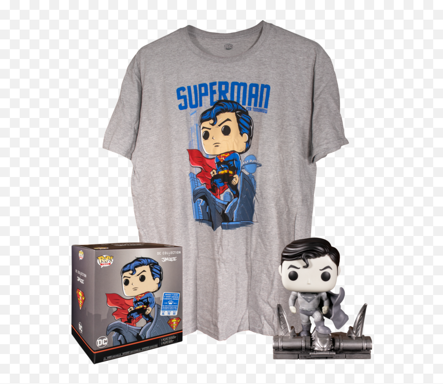 Superman - Superman Black U0026 White Jim Lee Collection Deluxe Pop Vinyl Figure U0026 Tshirt Box Set Emoji,Superman Logo Shirt