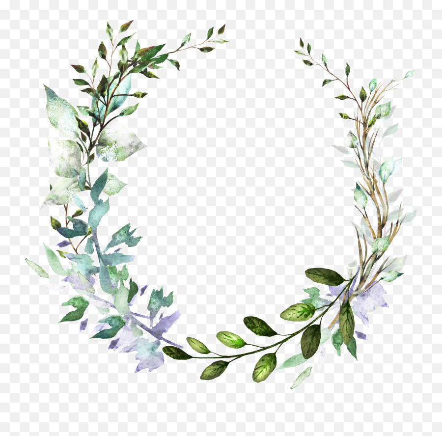 Watercolor Flower Wreath - Transparent Background Eucalyptus Wreath Emoji,Watercolor Wreath Png