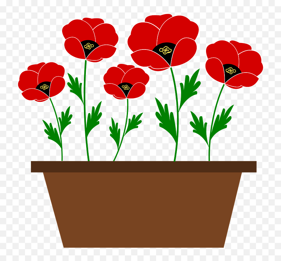 Poppy Flower Cliparts 12 Buy Clip Art - Flowers In A Plant Pot Clipart Emoji,Poppy Flower Clipart