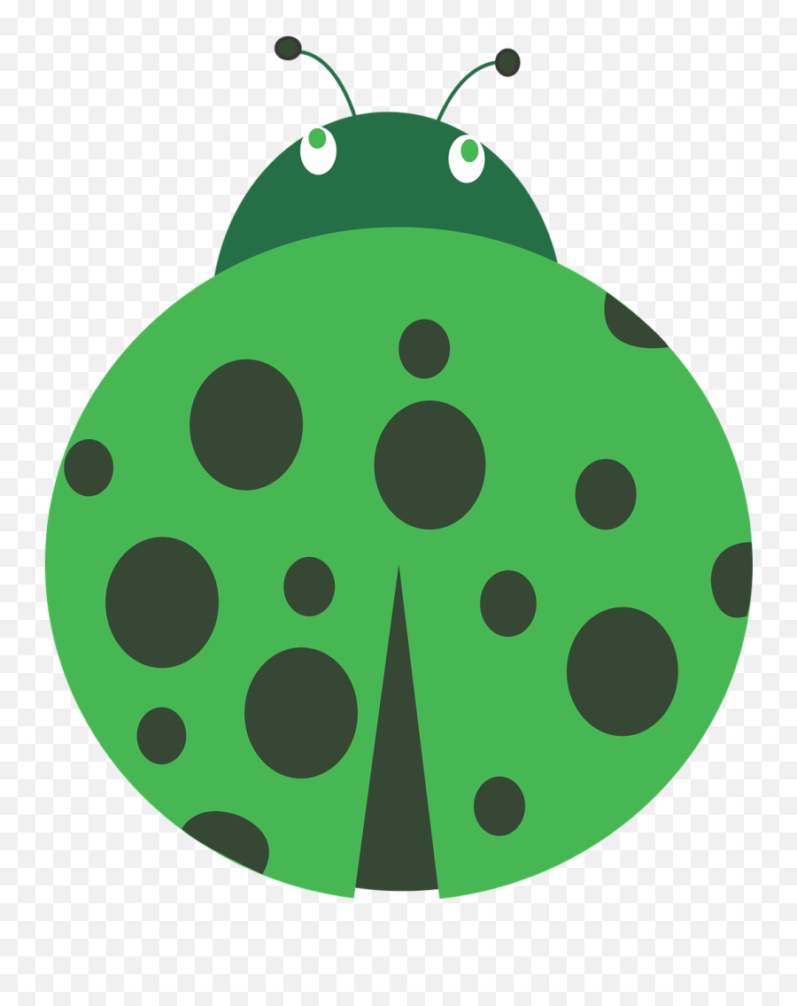 Lady Bug April Green - Bug With Dots Clipart Emoji,April Clipart