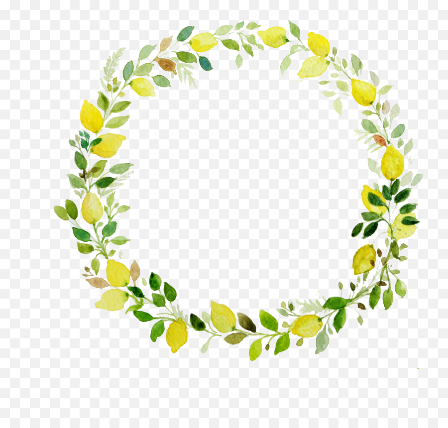 Download Watercolor Laurel Png - Leaves And Flowers Circle Emoji,Wreath Transparent Background