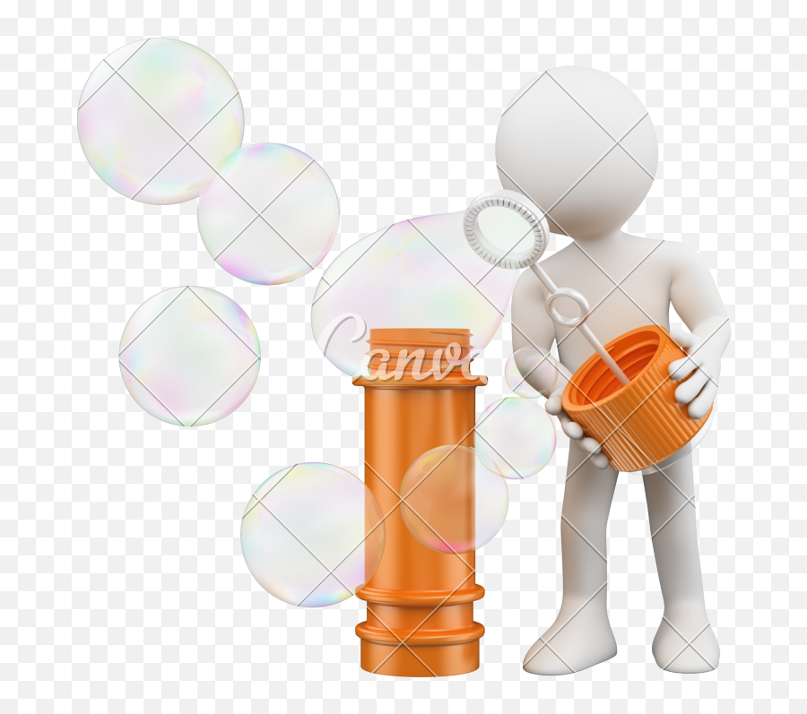 D White People Man Blowing Bubbles - 3d White Small Emoji,Blowing Bubbles Clipart