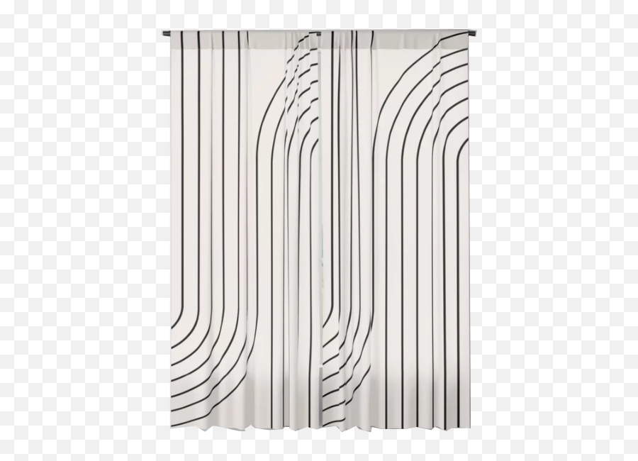 Minimal Line Curvature - Black And White I Blackout Curtain Set Of 2 50x96 Emoji,Black Curtain Png