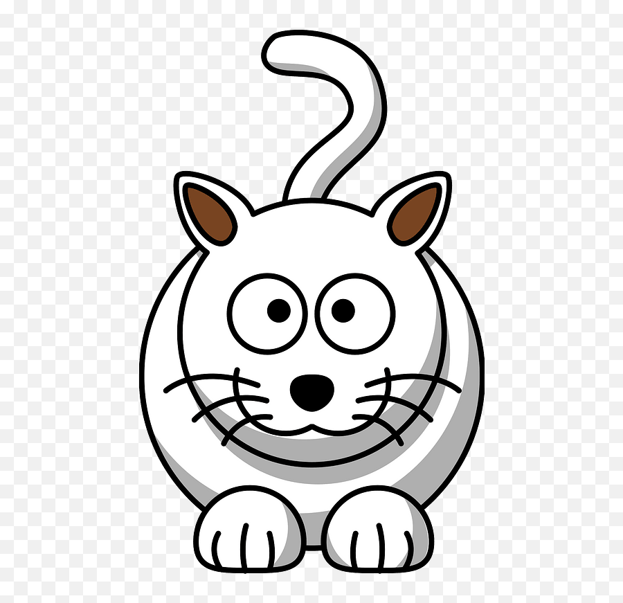 Smiling White Cat With Big Eyes Clipart Free Download - Kartun Black And White Emoji,Eyes Clipart Black And White