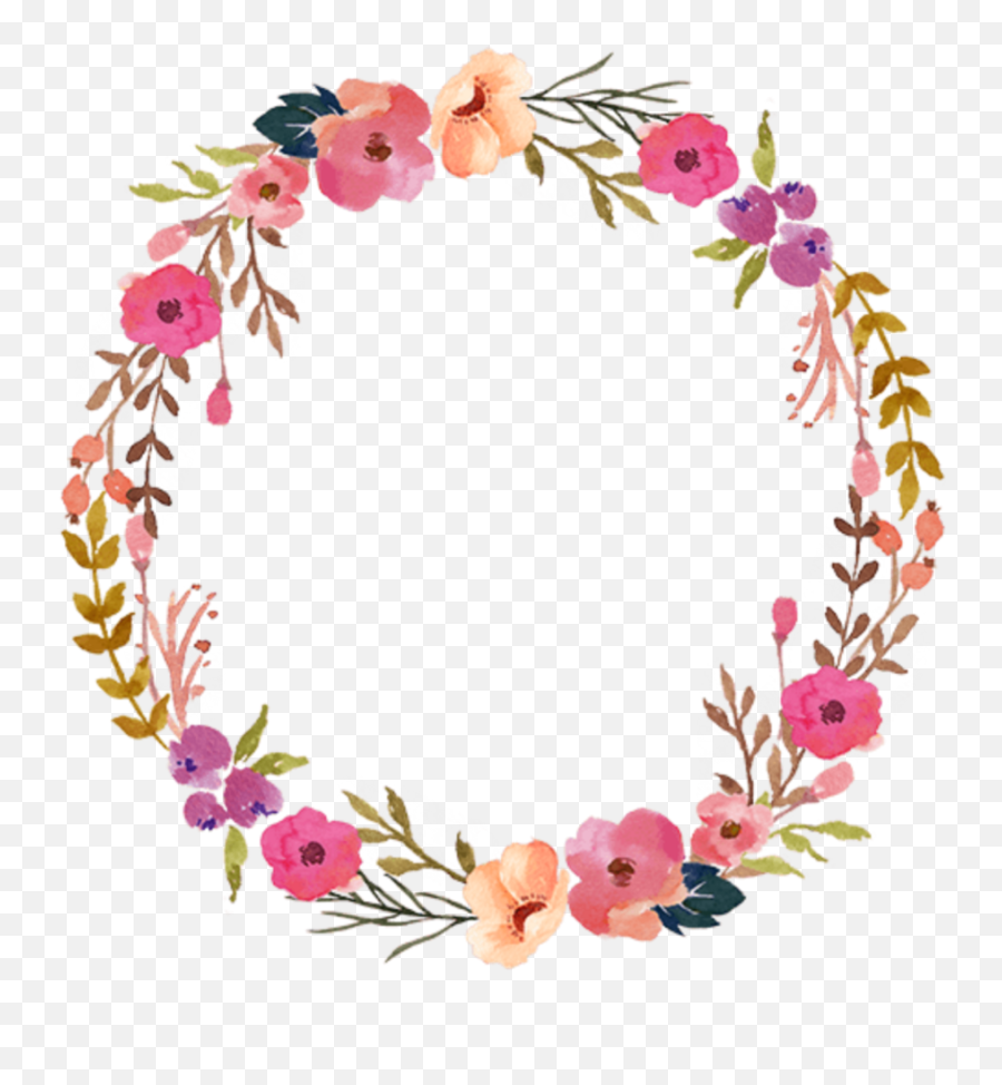 Download Ftestickers Watercolor Wreath - Flower Background Hd Circle Png Emoji,Watercolor Wreath Png