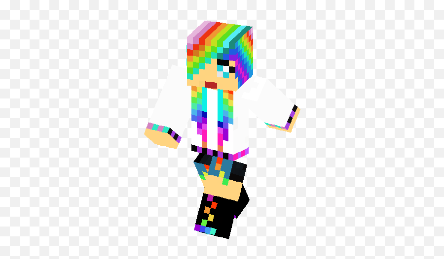 Rainbow Girl With A Bow Skin Minecraft Skins - Vertical Emoji,Minecraft Bow Png