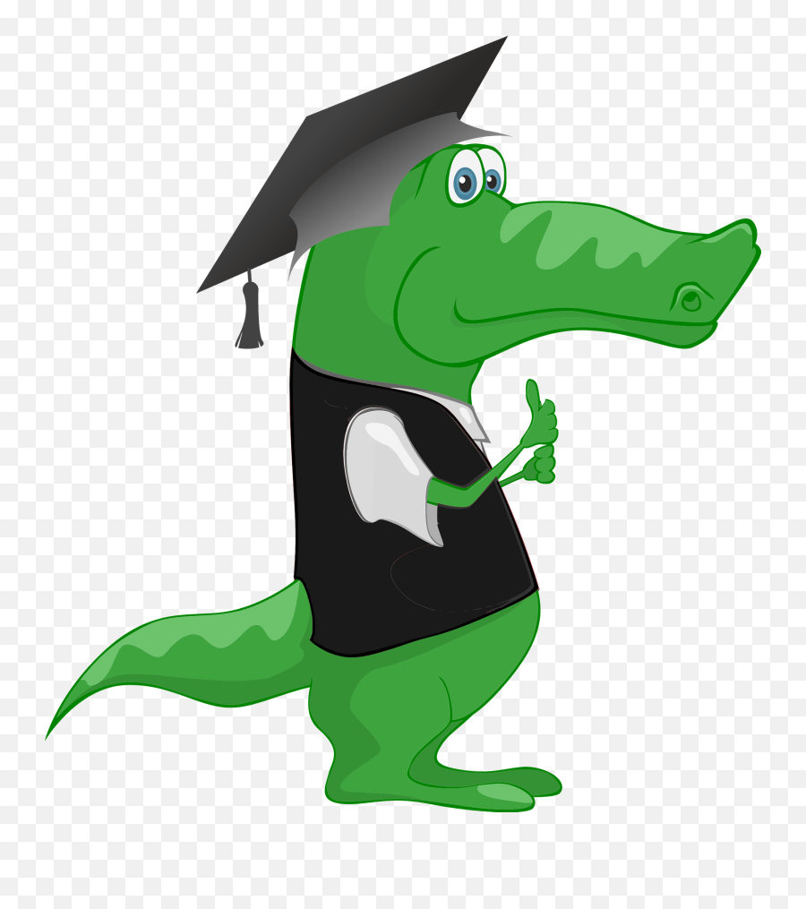 Crocodile In A Graduation Mortarboard Hat Clipart Free - Crocodile Graduation Clipart Emoji,Grad Hat Clipart