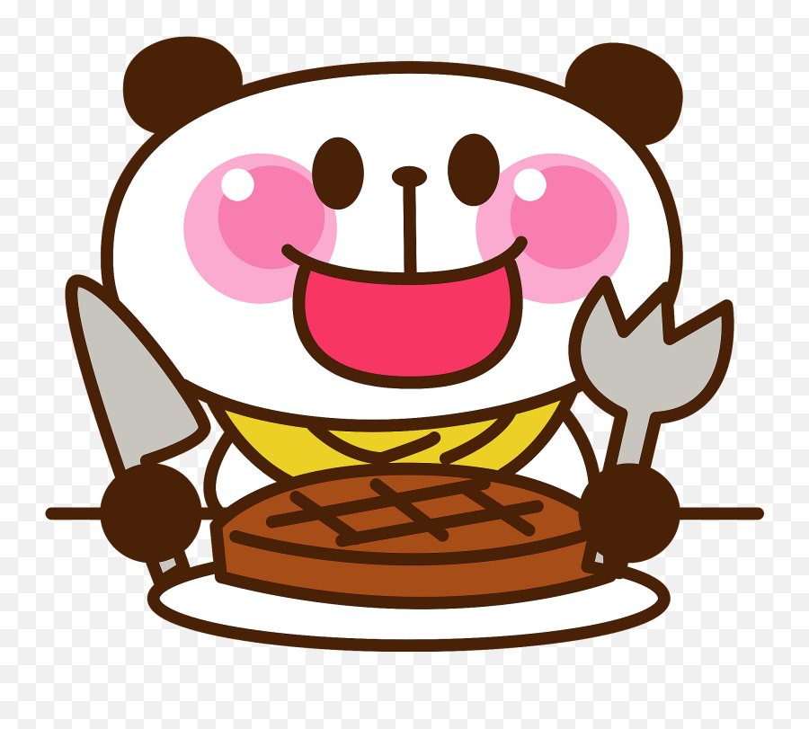 Giant Panda Is Eating Steak Clipart - Eating Steak Clipart Emoji,Steak Clipart