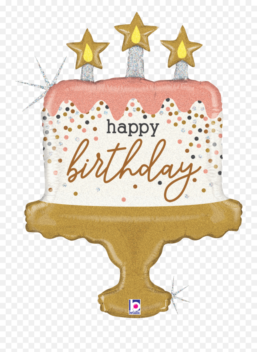 Happy Birthday Rose Gold Confetti Cake 32u2033 Balloon Emoji,December Birthday Clipart